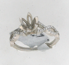 14k White Gold Semi Mount Round Cut Diamonds Twisted Shank Ring 0.37 Ctw 