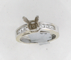 14k White Gold Semi Mount Princess Cut Diamonds Channel Set Engagement Ring 0.68 Ctw