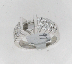 14k White Gold Semi Mount Round Cut Diamonds Engagement Ring 0.97 Ctw
