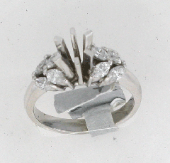 14k White Gold Semi Mount Marquise Cut Shape Diamonds Engagement Ring 0.81 Ctw 