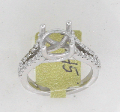 14k White Gold Semi Mount Round Cut Diamonds Split Shank Ring 0.45 Ctw 