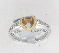 14k Two Tone Round Cut Diamonds Engagement Ring 0.73 Ctw 