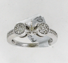 14k White Gold Semi Mount Round Cut Diamonds Engagement Ring 0.42 Ctw