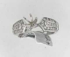 14k White Gold Semi Mount Round Cut Diamonds Engagement Ring 0.70 Ctw