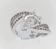 14k White Gold Round Shape Pink Sapphires Ring 0.53 Ctw 