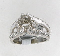 14k White Gold Semi Mount Round Cut Diamonds Split Shank Engagement Ring 0.82 Ctw 