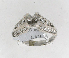 14k White Gold Semi Mount Round and Princess Cut Diamonds Engagement Ring 1.03 Ctw 