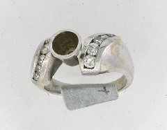 14k White Gold Semi Mount Bezel Set Round Cut Diamonds Ring 0.67 Ctw 