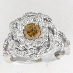 14k White Gold Chocolate Diamond Stone Diamond Halo Split Shank Ring 1.63 Ctw 