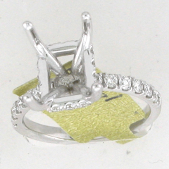 14k White Gold Semi Mount Round Cut Diamonds Halo Ring 0.61 Ctw 