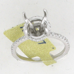 14k White Gold Semi Mount Round Cut Diamonds Halo Ring 0.47 Ctw 