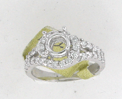 14k White Gold Semi Mount Round Cut Diamonds Split Shank Engagement Ring 0.69 Ctw 