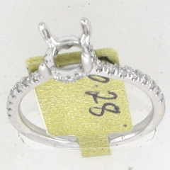14k White Gold Semi Mount Round Cut Diamonds Halo Engagement Ring 0.28 Ctw 