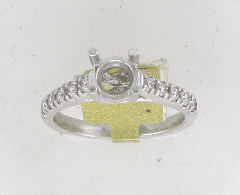 14k White Gold Semi Mount Round Cut Diamonds Engagement Ring 0.42 Ctw