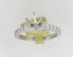 14k White Gold Semi Mount Round Cut Diamonds Engagement Ring 0.60 Ctw