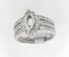 14k White Gold Semi Mount Triple Shank Round Cut Diamonds Engagement Ring 0.74 Ctw 