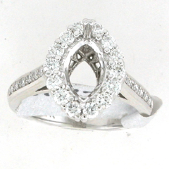 14k White Gold Semi Mount Round Cut Diamonds Halo Ring 0.78 Ctw 