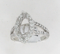 14k White Gold Semi Mount Round Cut Diamonds Split Shank Ring 1.17 Ctw 
