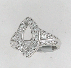 14k White Gold Semi Mount Round Cut Diamonds Ring 0.85 Ctw 