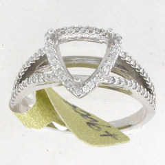 14k White Gold Semi Mount Round Cut Diamonds Halo Split Shank Ring 0.37 Ctw 