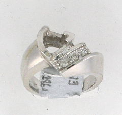 14k White Gold Semi Mount Round Cut  Diamonds Ring 0.13 Ctw 