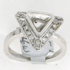 14k White Gold Semi Mount Round Cut Diamonds Halo Engagement Ring 0.35 Ctw 