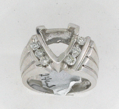 14k White Gold Semi Mount Two Side Round Cut Diamonds Channel Set Ring 0.48 Ctw 