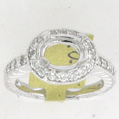 14k White Gold Semi Mount Round Cut Diamonds Halo Engagement Ring 0.67 Ctw 