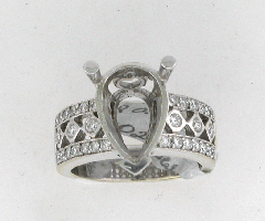 14k White Gold Semi Mount Round Cut Diamonds Ring 0.67 Ctw 