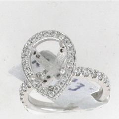 14k White Gold Semi Mount Round Cut Diamonds Halo Ring 0.83 Ctw 