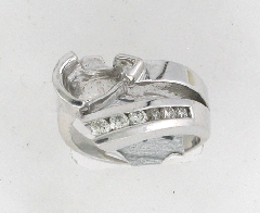 14k White Gold Semi Mount Round Cut Diamonds Channel Set Ring 0.34 Ctw 