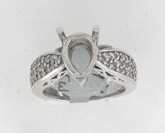 14k White Gold Semi Mount Round Diamonds Ring 0.59 Ctw 