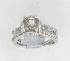 14k White Gold Semi Mount Round Cut Diamonds Halo Engagement Ring 0.83 Ctw