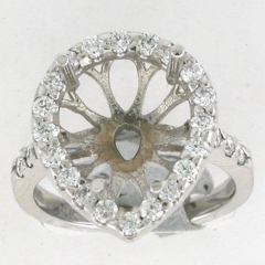 14k White Gold Semi Mount Round Cut Diamonds Double Halo Ring 0.90 Ctw 