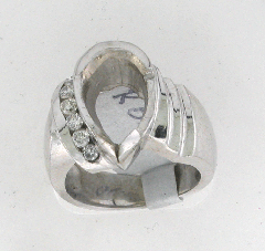 14k White Gold Semi Mount Round Cut Diamonds Channel Set Ring 0.40 Ctw 