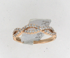 14k Rose Gold Round Cut Diamonds Twisted Wedding Banfd 0.55 Ctw 