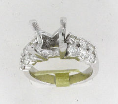 14k White Gold Semi Mount Round Cut Diamonds Ring 1.41 Ctw 
