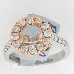 14k Two Tone Round Cut Diamonds Halo Ring 0.80 Ctw 