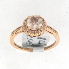 14k Rose Gold Round Shape Morganite Center Stone Round Cut Diamonds Ring 1.27 Ctw 