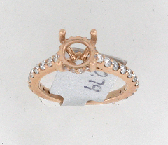 14k Rose Gold Semi Mount Round Cut Diamonds Engagement Ring 0.79 Ctw 