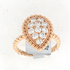 14k Rose Gold Round Cut Diamonds Cluster Ring 0.93 Ctw 