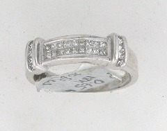 18k White Gold Princess Cut Invisible Diamond Channel Set with Side Princess Cut Diamonds Wedding Band 0.65 Ctw 