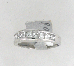 14k White Gold Princess Cut Diamonds Channel Set Wedding Band 0.96 Ctw 