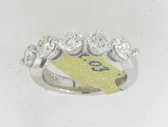 14k White Gold Five Stone Round Cut Diamonds Wedding Band 2.03 Ctw
