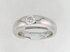 18k White Gold Round Cut Center Diamond Stone Wedding Band 0.47 Ctw 