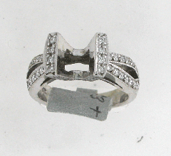 14k White Gold Semi Mount Round Cut Diamonds Split Shank Ring 0.64 Ctw 