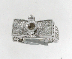 14k White Gold Semi Mount Round Cut Diamonds with Round Cut Diamonds Channel Set Ring 1.20 Ctw 