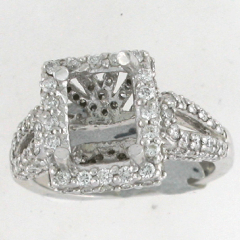 14k White Gold Round Cut Diamonds Halo Split Shank Ring 1.56 Ctw 