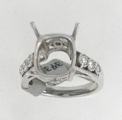 14k White Gold Semi Mount Round Cut Diamonds Ring 0.44 Ctw 