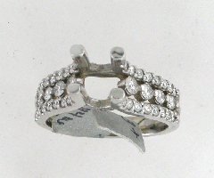 14k White Gold Semi Mount Round Cut Diamonds Split Shank Engagement Ring 1.06 Ctw